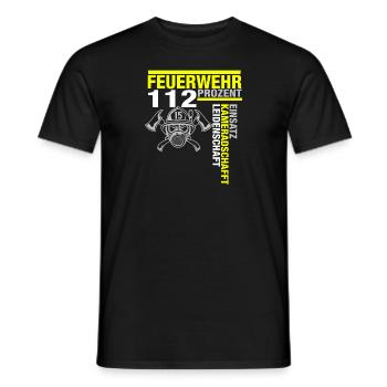 Fire brigade 112% Volunteer fire brigade emergency - Men's T-Shirt - black - Front - AI Model Male 178 light (178cm)