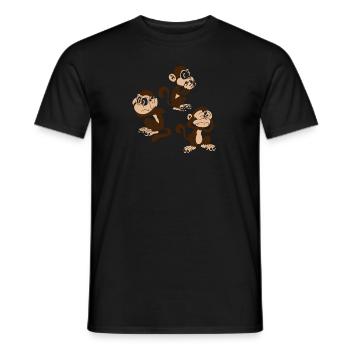 Drei Affen - einer blind, einer taub, einer stumm - Männer T-Shirt - Schwarz - Vorne - AI Model Male 178 light (178cm)