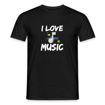 I Love Music I Music Musician Note Sheet Music Charts - Men's T-Shirt - black - Front - AI Model Male 178 light (178cm)