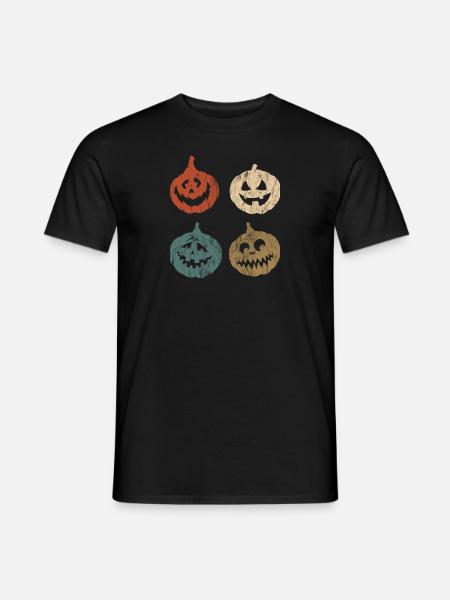 Vintage Retro Halloween Pumpkin Horror Gift - Men's T-Shirt - black