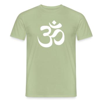 AUM / OM Bouddhisme - T-shirt homme - vert sauge - Devant - AI Model Male 178 light (178cm)