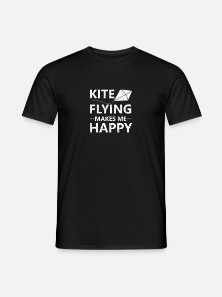 Kite Flying Happy I Kiteflying Drachen steigen - Mænd T-shirt - sort