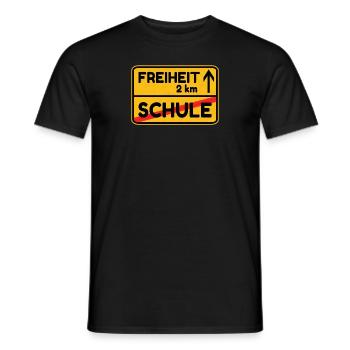 Panneau de signalisation Liberté École Drôle - T-shirt homme - noir - Devant - AI Model Male 178 light (178cm)