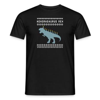 Menora t-Rex Judaism dinosaur dino gift - Men's T-Shirt - black - Front - AI Model Male 178 light (178cm)