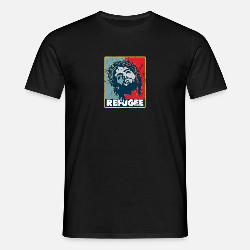 Flüchtlinge - Männer T-Shirt - Schwarz
