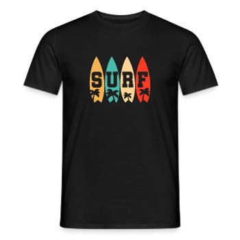 Retro Surfbrett Palmen Sonne Strand Geschenk - Männer T-Shirt - Schwarz - Vorne - AI Model Male 178 light (178cm)