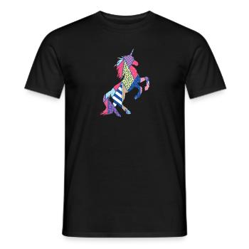 Cadeau drôle d'animal d'impression géométrique d'amant de licorne - T-shirt homme - noir - Devant - AI Model Male 178 light (178cm)