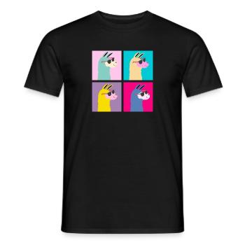 Vier 4 Lama Old School Neon Tiere Geschenk - Männer T-Shirt - Schwarz - Vorne - AI Model Male 178 light (178cm)