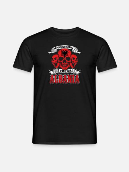 Schädel Albanien albanische Flagge Geschenk - Männer T-Shirt - Schwarz