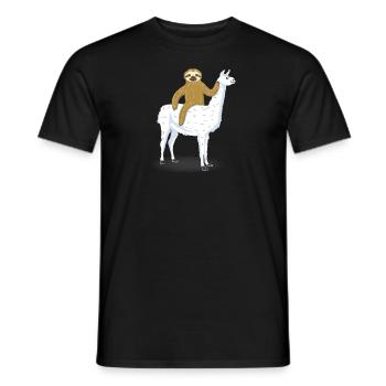 Paresseux lama paresseux lama alpaga lama - T-shirt homme - noir - Devant - AI Model Male 178 light (178cm)