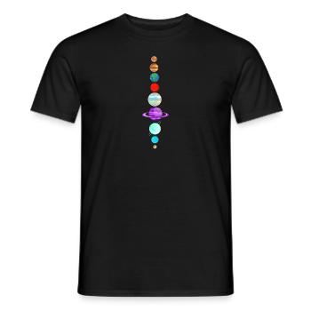 Planètes - Système solaire - Terre - Mars - Saturne - T-shirt homme - noir - Devant - AI Model Male 178 light (178cm)