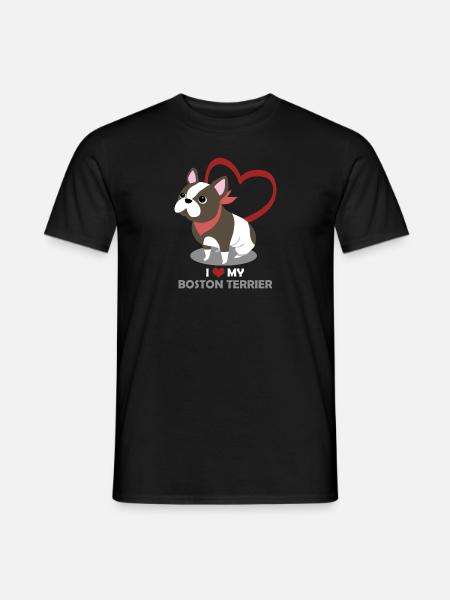 I Love My Boston Terrier - Men's T-Shirt - black