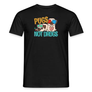 Pugs Not Drugs Pug Pugs Dog Gassi Gift - Men's T-Shirt - black - Front - AI Model Male 178 light (178cm)