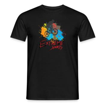 Mountain bike downhill bike extreme sport - Men's T-Shirt - black - Front - AI Model Male 178 light (178cm)