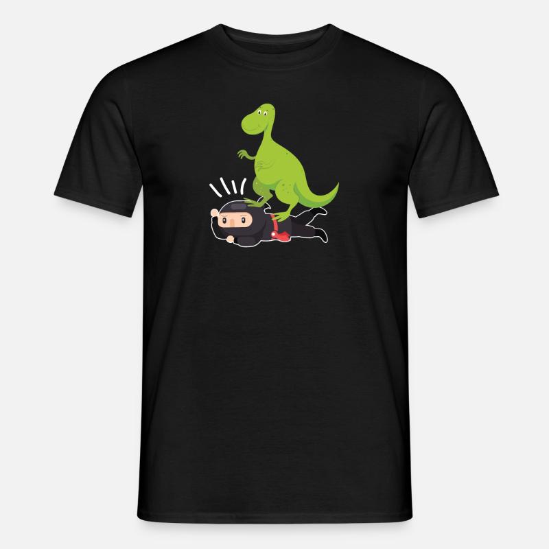 Ninja Samurai mit Dinosaurier - Männer T-Shirt - Schwarz