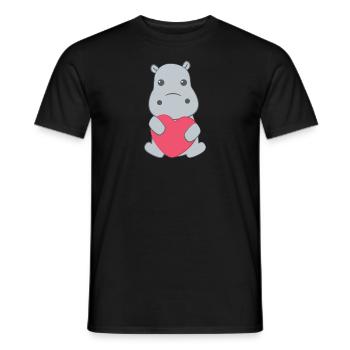 Flusspferd – Hippopotamus - Hippo - Herz - Männer T-Shirt - Schwarz - Vorne - AI Model Male 178 light (178cm)