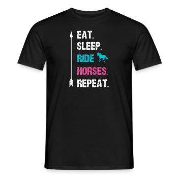 Eat Sleep Pferde Reiten Repeat - Pferdeliebhaber - Männer T-Shirt - Schwarz - Vorne - AI Model Male 178 light (178cm)