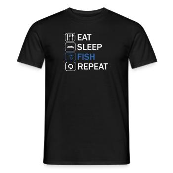 Eat sleep fish repeat - T-shirt homme - noir - Devant - AI Model Male 178 light (178cm)