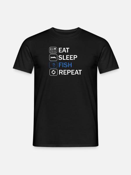 Eat sleep fish repeat - Men's T-Shirt - black
