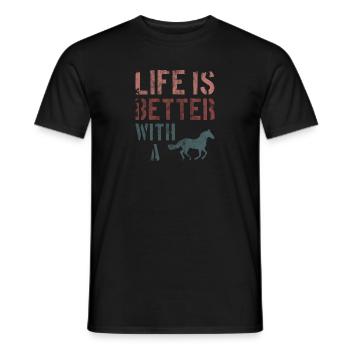 Amour de cheval Cavalier Fille Proverbes Cadeau - T-shirt homme - noir - Devant - AI Model Male 178 light (178cm)