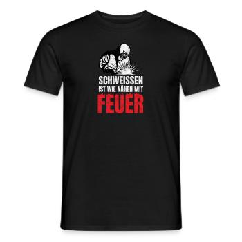 Welding is like sewing with fire - Men's T-Shirt - black - Front - AI Model Male 178 light (178cm)