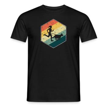 Course de canicross de fond avec des chiennes - T-shirt homme - noir - Devant - AI Model Male 178 light (178cm)