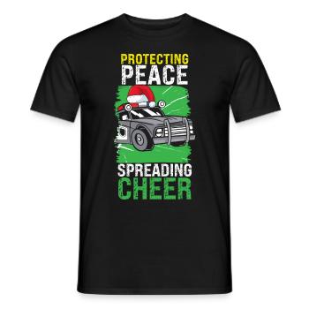 Protéger la paix Joyeux Noël policier - T-shirt homme - noir - Devant - AI Model Male 178 light (178cm)