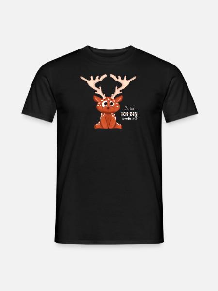 Du bist wundervoll mit Baby Reh - Männer T-Shirt - Schwarz