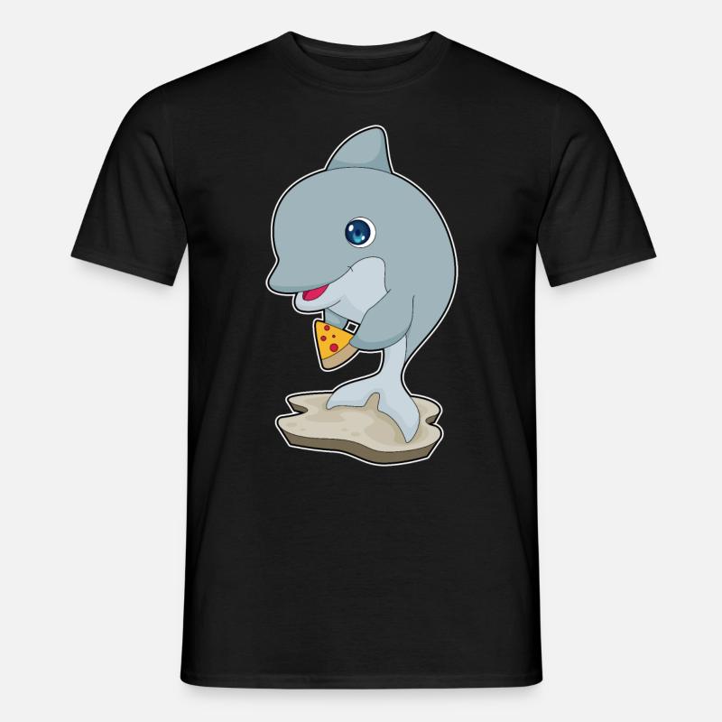 Delfin Pizza - Männer T-Shirt - Schwarz