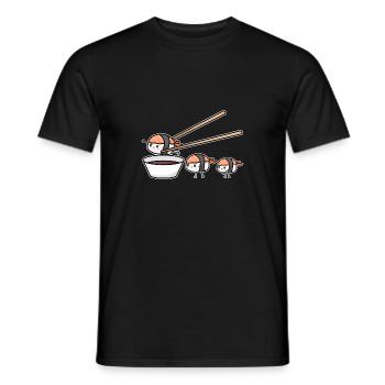 Sushi Lover Happy Flying Sushi - Men's T-Shirt - black - Front - AI Model Male 178 light (178cm)