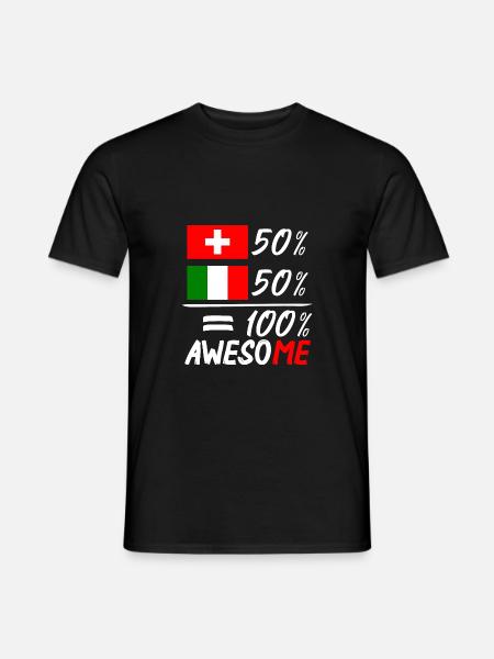 50% Svizzera 50% Italia - T-shirt uomo - nero