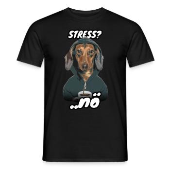 Dackel Spruch Stress - Männer T-Shirt - Schwarz - Vorne - AI Model Male 178 light (178cm)