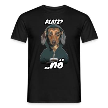 Dackel Spruch Platz - Männer T-Shirt - Schwarz - Vorne - AI Model Male 178 light (178cm)