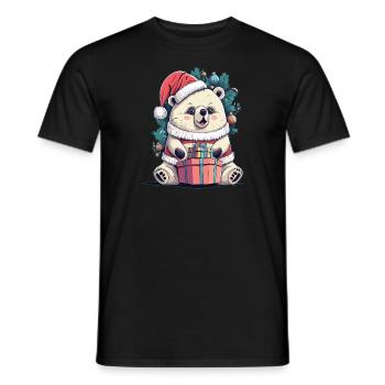 Glücklicher Eisbär Weihnachtsmann Mütze Weihnachtsgeschenk - Männer T-Shirt - Schwarz - Vorne - AI Model Male 178 light (178cm)