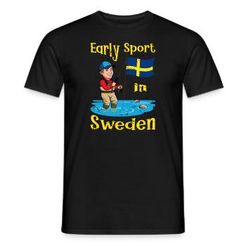 Early morning exercise in Sweden - Men's T-Shirt - black - Front - AI Model Male 178 light (178cm)