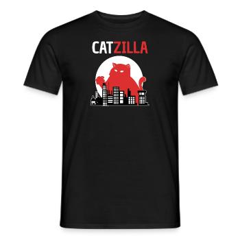 Chat Catzilla, chaton japonais - T-shirt homme - noir - Devant - AI Model Male 178 light (178cm)