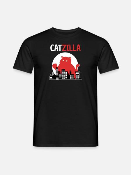 Cat Catzilla. Japanese kitten - Men's T-Shirt - black