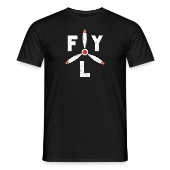 Fly propeller aircraft aviation - Men's T-Shirt - black - Front - AI Model Male 178 light (178cm)