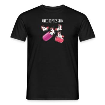 Einhorn Anti Depressionen - Männer T-Shirt - Schwarz - Vorne - AI Model Male 178 light (178cm)