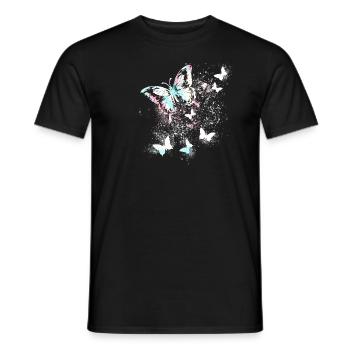 Papillon, aquarelle, coloré, peinture, graffiti - T-shirt homme - noir - Devant - AI Model Male 178 light (178cm)