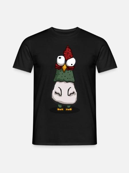 Verrücktes Huhn mit großen Augen - Männer T-Shirt - Schwarz