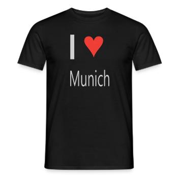I love Munich Design Herz grauer Schriftzug - Männer T-Shirt - Schwarz - Vorne - AI Model Male 178 light (178cm)