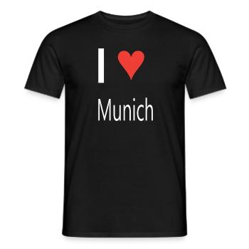 I love Munich Design heart white lettering - Men's T-Shirt - black - Front - AI Model Male 178 light (178cm)