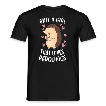 Hedgie Only A Girl That Loves Hedgehogs Hedgehog - Men's T-Shirt - black - Front - AI Model Male 178 light (178cm)