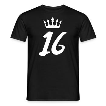 16 Zahl Krone - Männer T-Shirt - Schwarz - Vorne - AI Model Male 178 light (178cm)