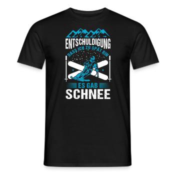 Ski Skifahrer Es gab Schnee Skipiste - Männer T-Shirt - Schwarz - Vorne - AI Model Male 178 light (178cm)