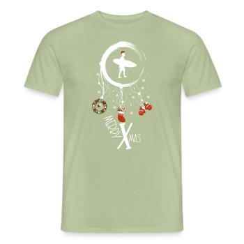 Surfer Weihnachten Weihnachtstraumfänger - Männer T-Shirt - Sage - Vorne - AI Model Male 178 light (178cm)