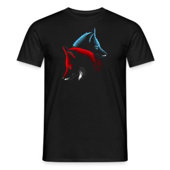 Rote und blaue Füchse - Männer T-Shirt - Schwarz - Vorne - AI Model Male 178 light (178cm)