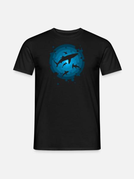 Sharks in the depths - Men's T-Shirt - black