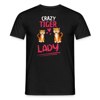 Verrückte Tiger Lady Dschungel Tier Geschenk Tiger - Männer T-Shirt - Schwarz - Vorne - AI Model Male 178 light (178cm)